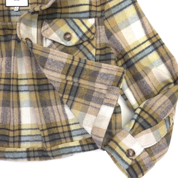 Bagatelle Collection Green Beige Plaid Cropped Jacket Sz S - Picture 10 of 13